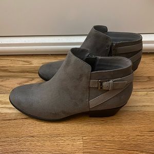 Faux suede ankle bootie